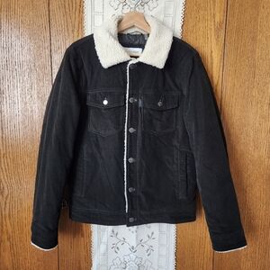 Calvin Klein Corduroy Black Jacket with Sherpa Collar